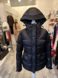 Pre Loved Moncler Black Grenoble Ski Jacket With Hood Size 3 fits UK 12-14