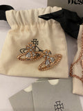 Pre Loved Vivienne Westwood Rose Gold Tone & Diamante Orb Necklace and earrings (excellent)