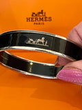 Hermes Black Caleche Enamel Bangle