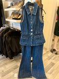 Pre Loved Self Portrait Denim & Crystals 2 Piece Jumpsuit UK14 New