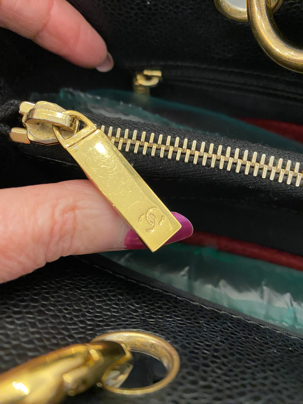 Pre Loved Chanel GST Grand Shopper Tote in Black Cavier Leather