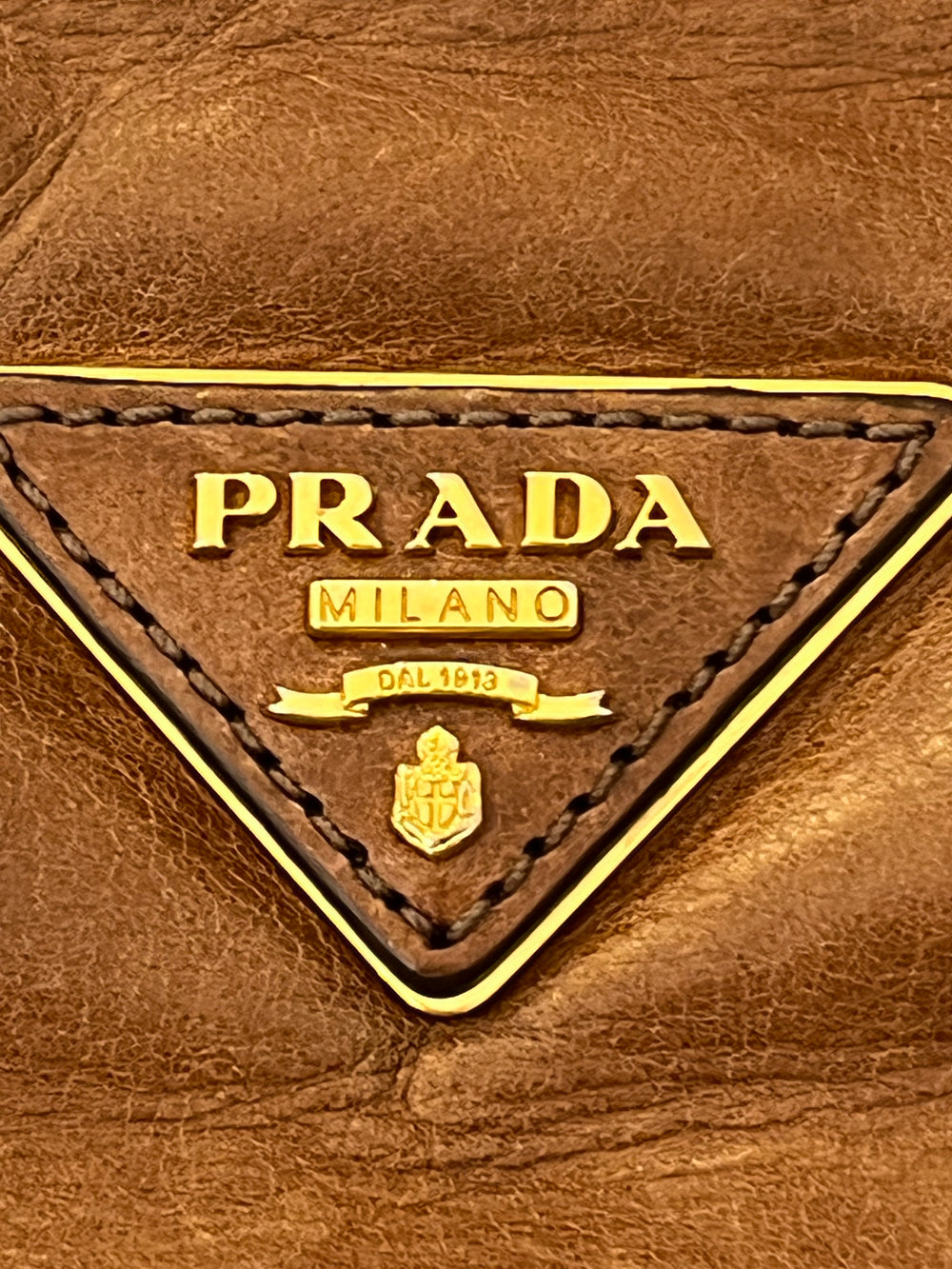 Pre Loved Prada Tan Leather Shoulder & Handbag