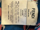 Pre Loved Fendi Fur Trimmed Silk & Wool Shawl in Blue & Pink **reserved AD**