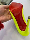 Pre Loved Christian Louboutin So Kate 120  Fluo Yellow Patent Heels UK4