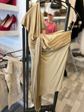 Hermes Vintage Gold Draped Mini Dress FR40 UK 12