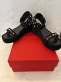 Pre Loved Valentino Garavani black rockstud flatforms UK 5