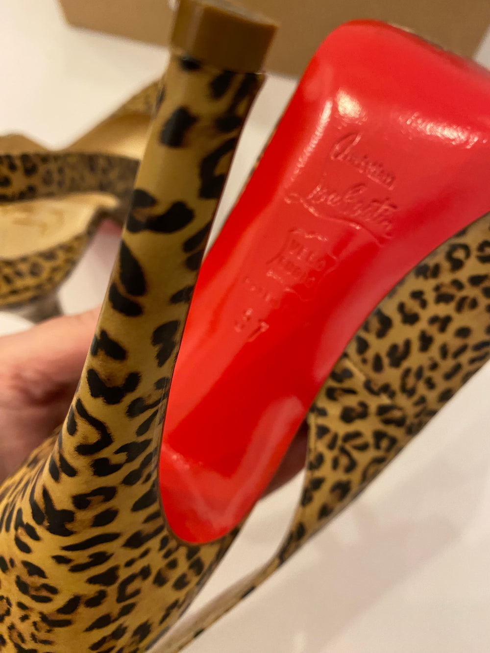 Pre Loved Christian Louboutin 120 Patent Leopard Heels uk4