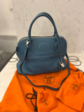 Pre Loved Hermes Bolide in Blue Jean Leather with Palladium Hardware