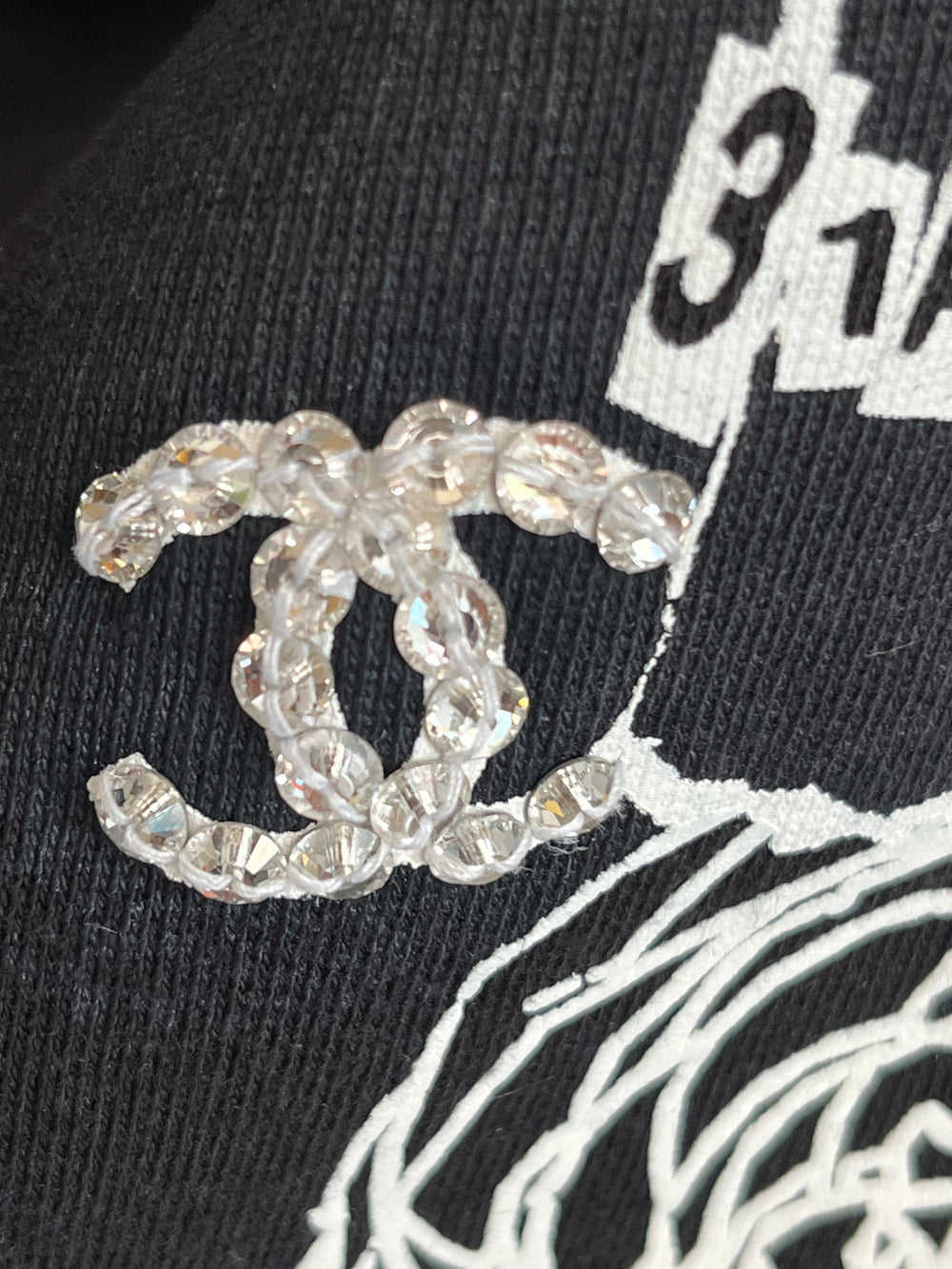 Pre Loved Chanel Coco Embellished Black Sweatshirt Size S (relisted)