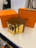 Hermes Collier de Chien Cuff in Tan Leather with Gold Tone Hardware
