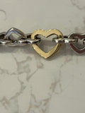 Pre Loved Tiffany & Co Silver and 18ct Gold Heart Link Bracelet