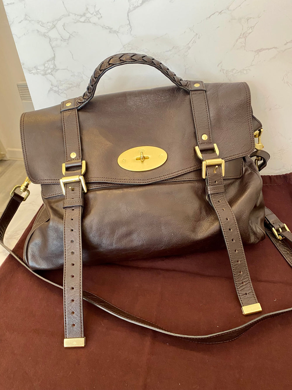 Pre Loved Mulberry Alexa in Chocolate Brown