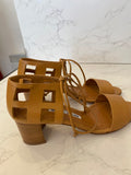 Pre Loved Manolo Blahnik Tan Lace Up Sandals  UK 4 (excellent)