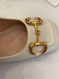 Pre Loved Gucci Cream Horsebit Sandals UK 5 - NEW