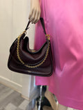 Pre Loved Mulberry Leighton Top Handle in Dark Burgundy Grained Leather (excellent)