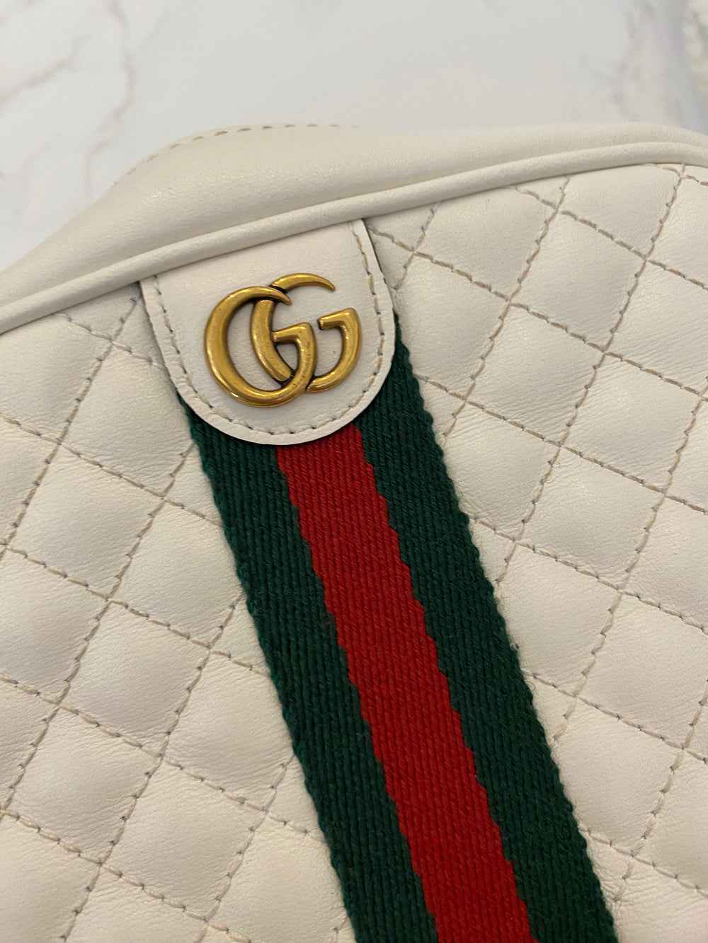 Pre Loved Gucci Trapunata White Mini GG Crossbody Bag (excellent) **reserved S**