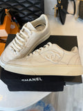 Chanel White CC Logo Leather Trainers UK 6.5