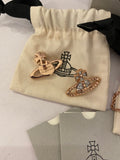 Pre Loved Vivienne Westwood Rose Gold Tone & Diamante Orb Necklace and earrings (excellent)