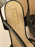 Pre Loved Prada Black Patent Leather Cork Platform Sandals UK 5.5