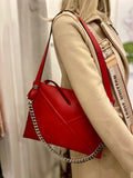 Pre Loved Mulberry M Zipped Envelope Bag in Red Leather (Excellent)