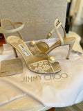 Pre Loved Jimmy Choo Ceam Lace & Pearl  UK 4.5