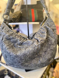Pre Loved Louis Vuitton vintage Olympe Nimbus hobo bag, in grey leather (excellent)