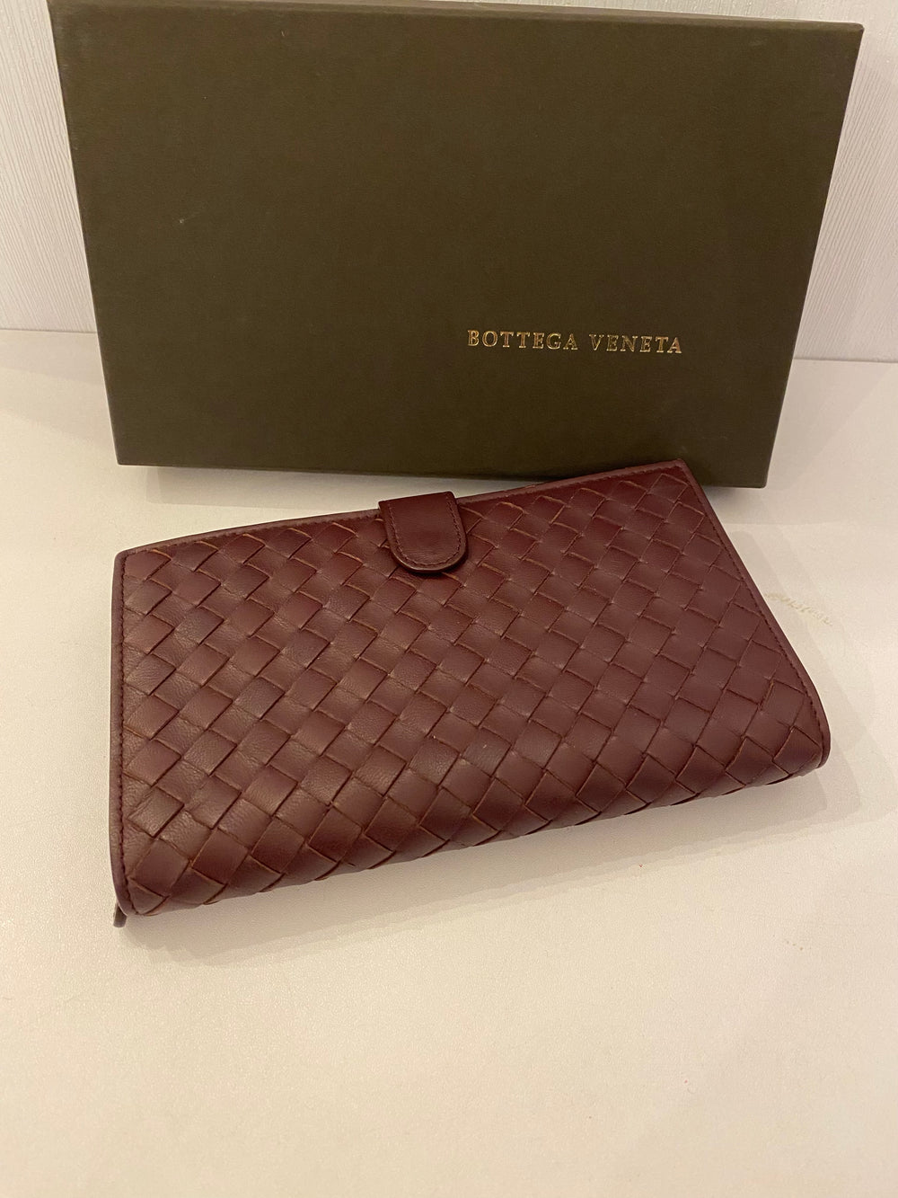 Pre Loved Bottega Veneta Intrecciato Leather Continental Wallet in Old Rose (excellent)