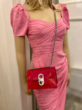 Pre Loved Christian Louboutin Mini Elisa Shoulder Bag in Pink Patent Leather (as new)