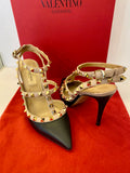 Pre loved Valentino Garavani Black & Beige Rock Stud Heels uk3.5