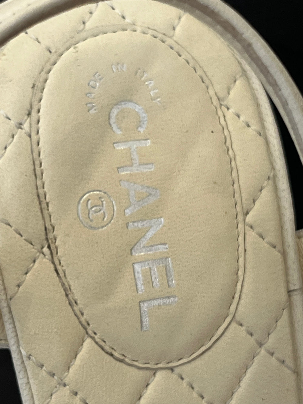 Pre Loved Chanel Ivory Leather Quilted Wedge Sandals UK 4