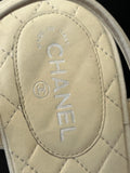 Pre Loved Chanel Ivory Leather Quilted Wedge Sandals UK 4