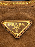 Pre Loved Aimee Prada Brown Suede Shoulder Bag (as new)