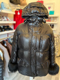 Moncler Grenoble Black Down Jacket With Hood & Fur Cuffs Size 3 fits UK 12-14