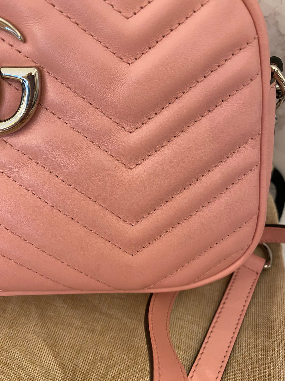 Pre Loved Gucci GG Marmont Matelasse Shoulder/Crossbody in Wild Rose (excellent)
