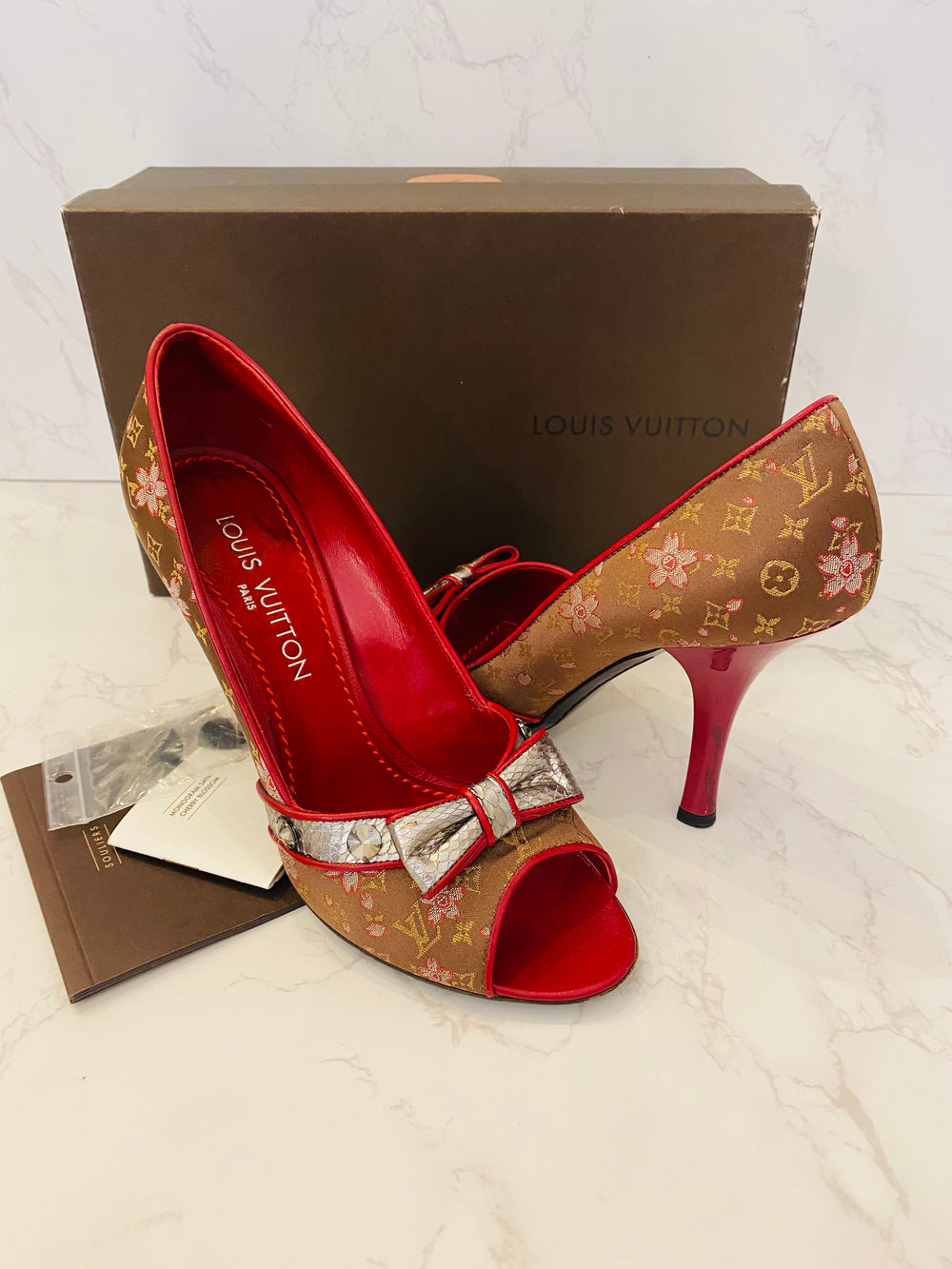 Pre Loved Louis Vuitton Monogram Cherry Blossom Heels UK 4