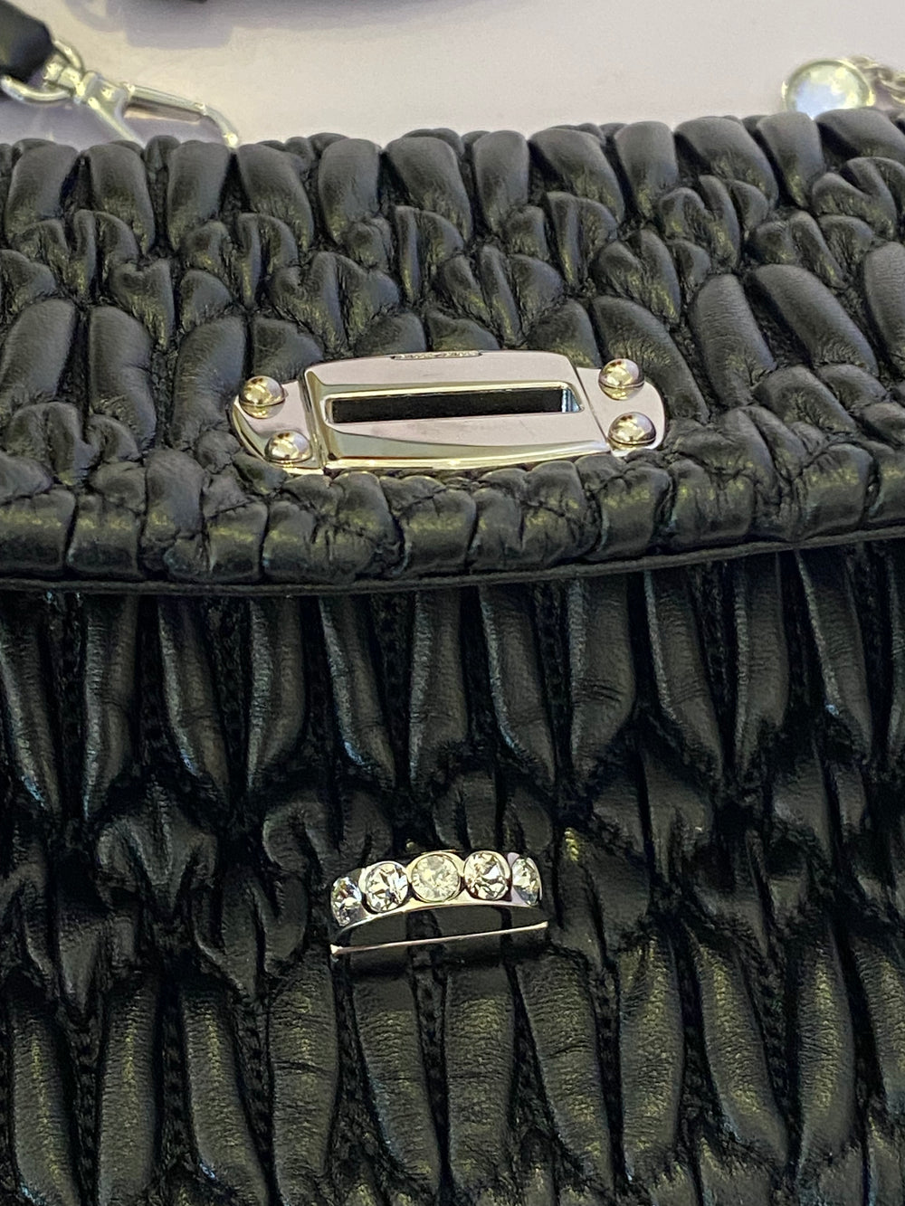 Pre Loved Miu Miu Black Crystal Matelasse Shoulder/Cross Body/Clutch Bag (new)