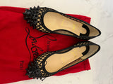 Pre Loved Christian Louboutin Black Patent Spike Ballet Flats UK 5 (New)