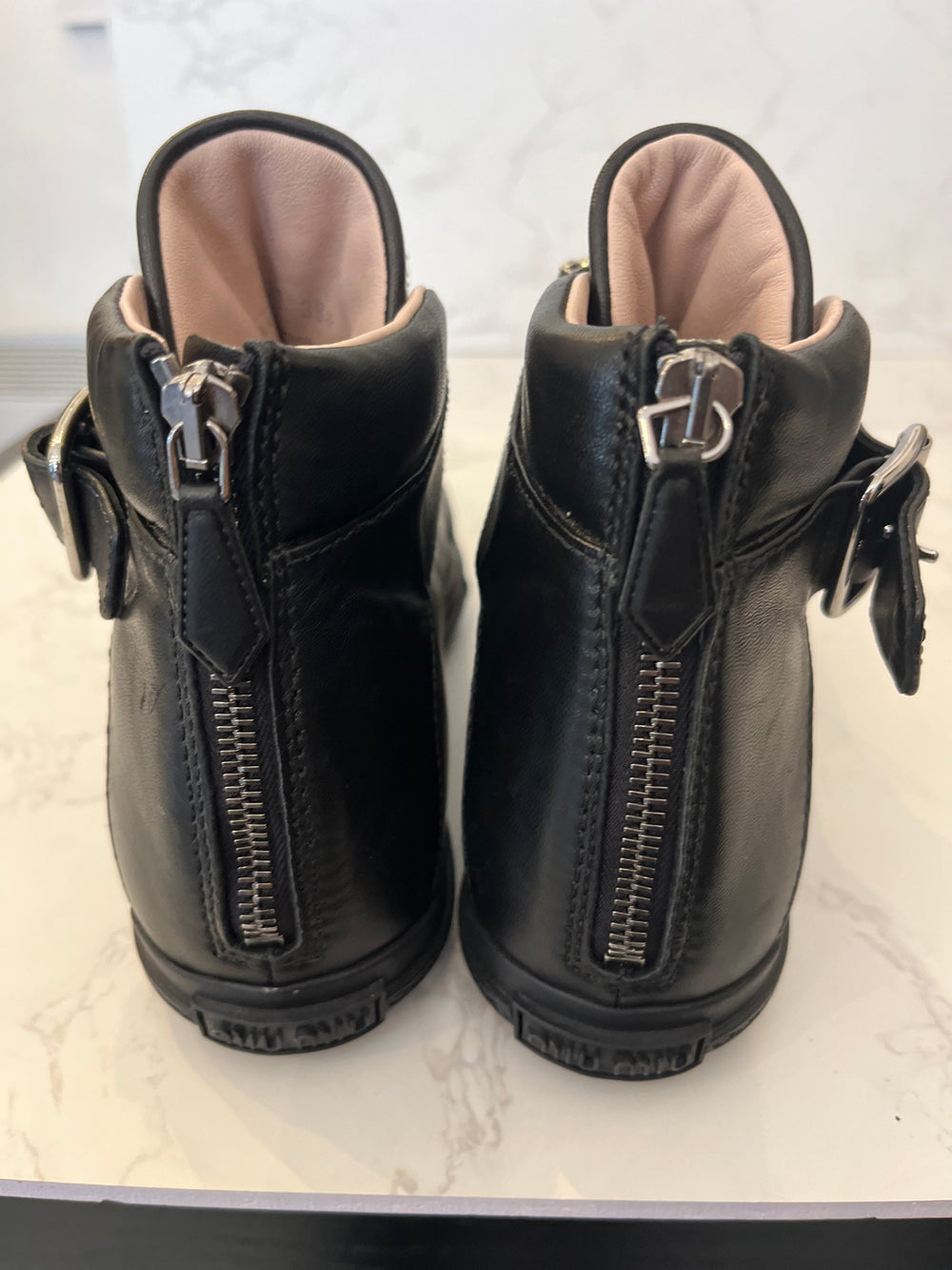 Pre Loved Miu Miu Black Leather & Crystal Boots UK 5.5 (New)