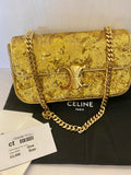 Celine Chain Triomphe Gold Sequin Shoulder Bag