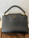 Pre Loved Louis Vuitton Capucines Bag in Black Tourillon Leather (Pristine) Gold Tone Hardware