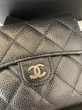 Pre Loved Chanel Classic Small Flap Wallet in Black Caviar Leather (excellent)