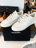Chanel White CC Logo Leather Trainers UK 6.5