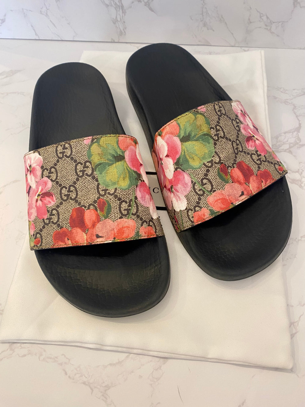 Pre Loved Gucci Floral Bloom Sliders UK 6