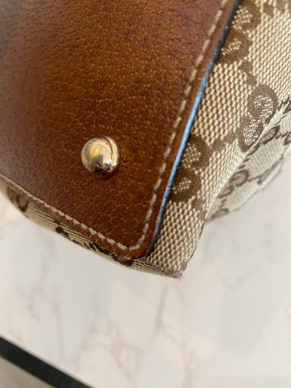 Pre Loved Vintage Gucci Bamboo GG Shopper