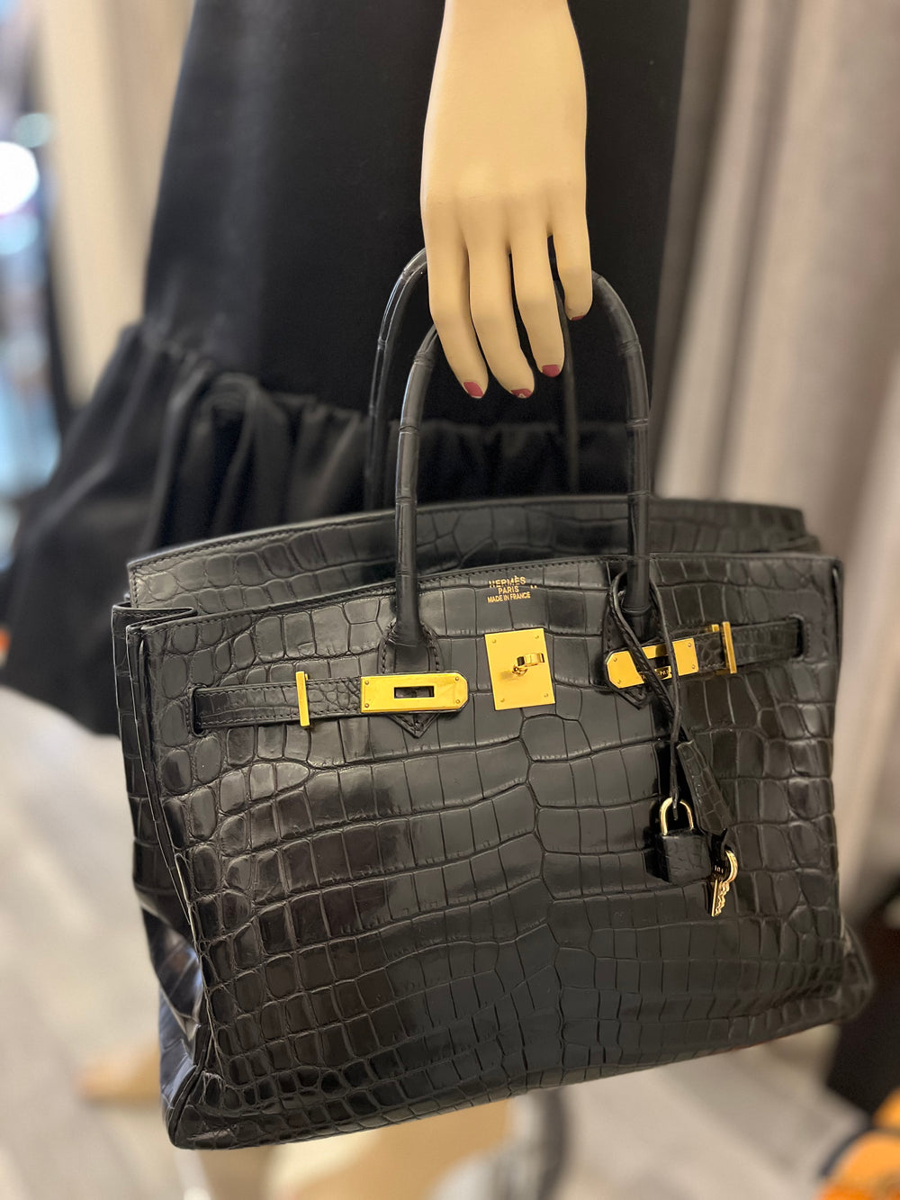 Pre Loved Hermes Birkin 35 in Black Certified Exotic Leather