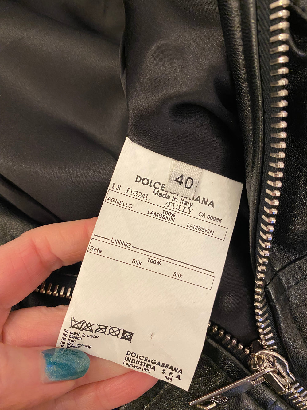 Pre Loved Dolce & Gabbana Black Leather Jacket UK 8