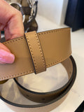 Pre Loved Gucci Taupe Leather GG Marmont Belt with Gold Hardware - 95cm UK12