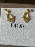 Pre Loved Dior Gold Plated  Earrings feature DIOR letters with crystal detail (excellent)