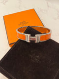Pre Loved Hermes Orange Enamel Clic H Narrow Bangle size