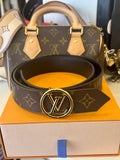 Pre Loved Louis Vuitton LV Circle Monogram/Black Epi  Reversible Belt - 90cm
